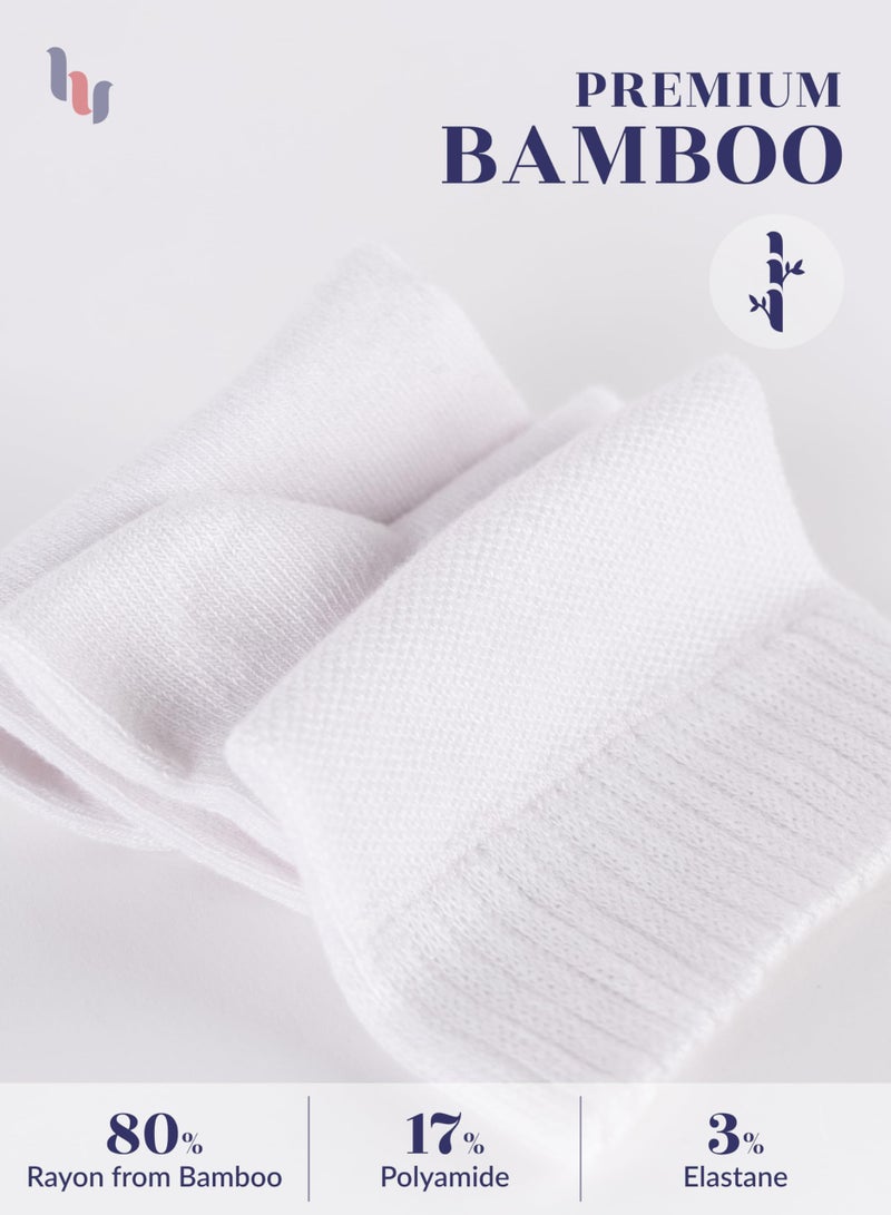 Hugh Ugoli Diabetic Socks for Men, Loose Ankle Socks Rayon, Extra-Wide, Thin, Seamless Toe and Non-Binding Top, 4 Pairs, White, Shoe Size: 11-13 - Image 5